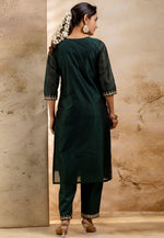 Load image into Gallery viewer, Green Chanderi Silk Readymade Pakistani Suit
