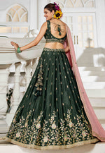 Load image into Gallery viewer, Green Chiffon Circular Lehenga Choli
