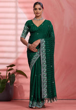 Load image into Gallery viewer, Green Chiffon Saree With Blouse