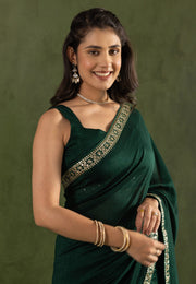 Green Chiffon Saree With Blouse