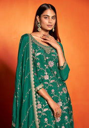 Green Chinon Palazzo Suit