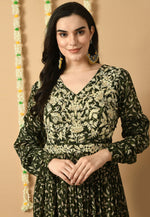 Load image into Gallery viewer, Green Chinon Printed Gown
