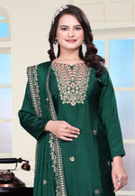 Load image into Gallery viewer, Green Chinon Readymade Pant Style Suit
