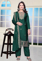 Load image into Gallery viewer, Green Chinon Readymade Pant Style Suit
