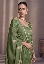 Load image into Gallery viewer, Green Chinon Sharara Suit
