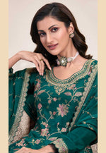 Load image into Gallery viewer, Green Chinon Sharara Suit
