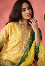 Load image into Gallery viewer, Green Chinon Silk Readymade Pant Style Suit

