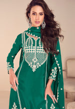 Load image into Gallery viewer, Green Chinon Silk Sharara Suit
