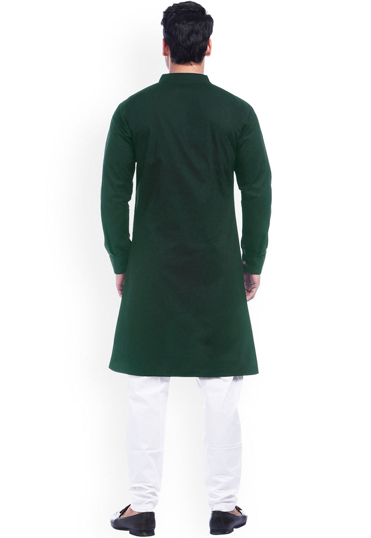Green Cotton Indo Western Suit