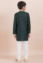 Load image into Gallery viewer, Green Cotton Jacquard Kids Kurta Pajama
