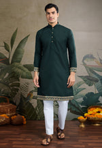 Load image into Gallery viewer, Green Cotton Kurta Pajama With Jacket
