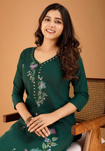 Load image into Gallery viewer, Green Cotton Kurta Set With Pant
