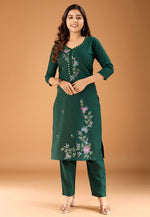 Load image into Gallery viewer, Green Cotton Kurta Set With Pant
