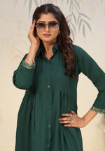 Load image into Gallery viewer, Green Cotton Kurta Set With Pant
