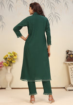 Load image into Gallery viewer, Green Cotton Kurta Set With Pant
