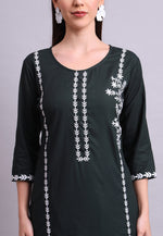 Load image into Gallery viewer, Green Cotton Kurta Set With Pent
