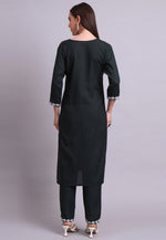Load image into Gallery viewer, Green Cotton Kurta Set With Pent
