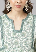 Load image into Gallery viewer, Green Cotton Kurta Set With Pent

