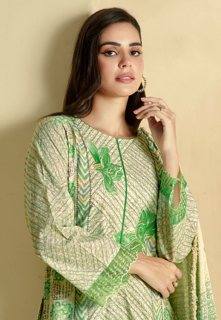 Green Cotton Pakistani Suit