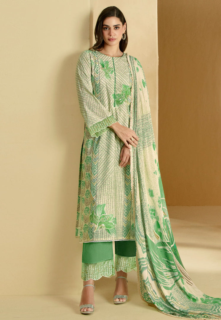 Green Cotton Pakistani Suit