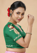 Load image into Gallery viewer, Green Cotton Readymade Blouse
