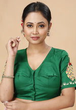 Load image into Gallery viewer, Green Cotton Readymade Blouse
