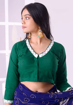Load image into Gallery viewer, Green Cotton Readymade Blouse
