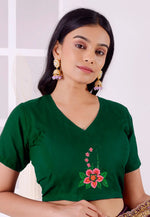 Load image into Gallery viewer, Green Cotton Readymade Blouse
