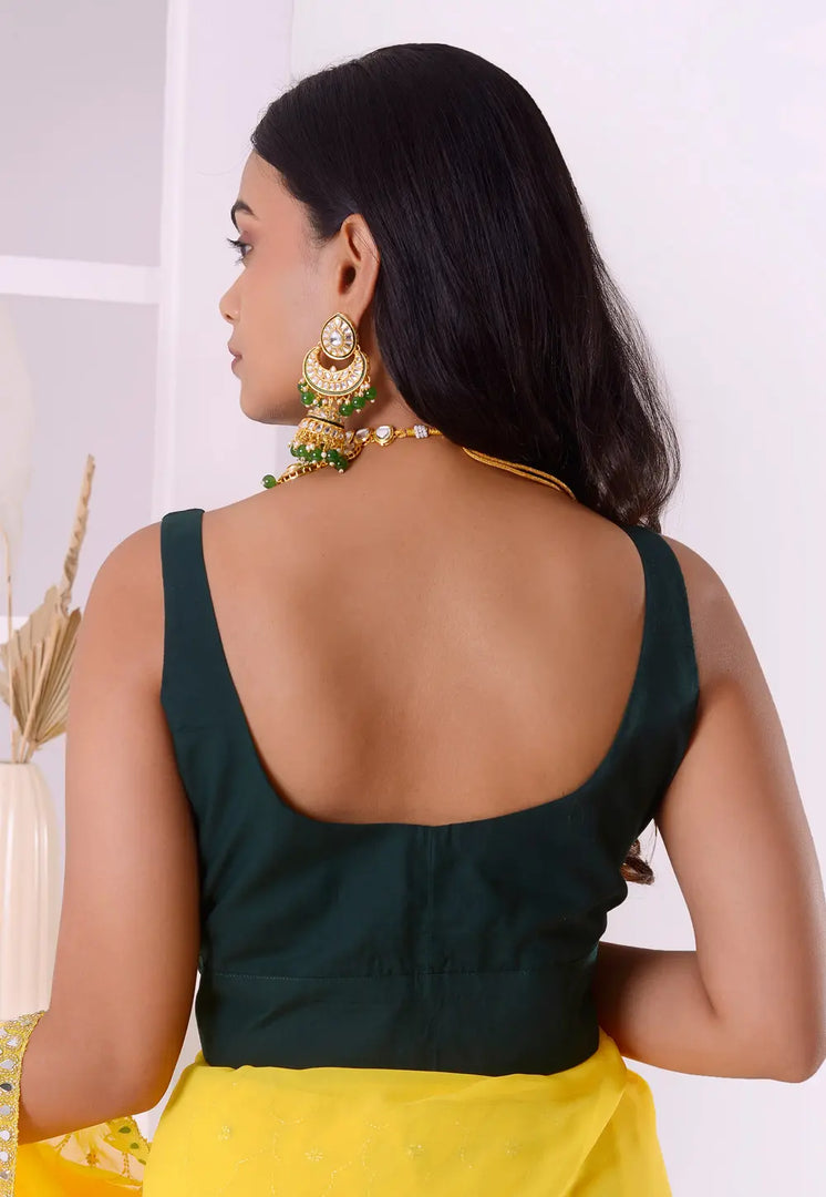 Green Cotton Readymade Blouse