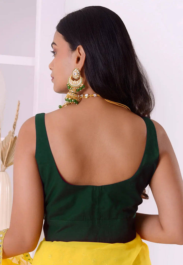 Green Cotton Readymade Blouse