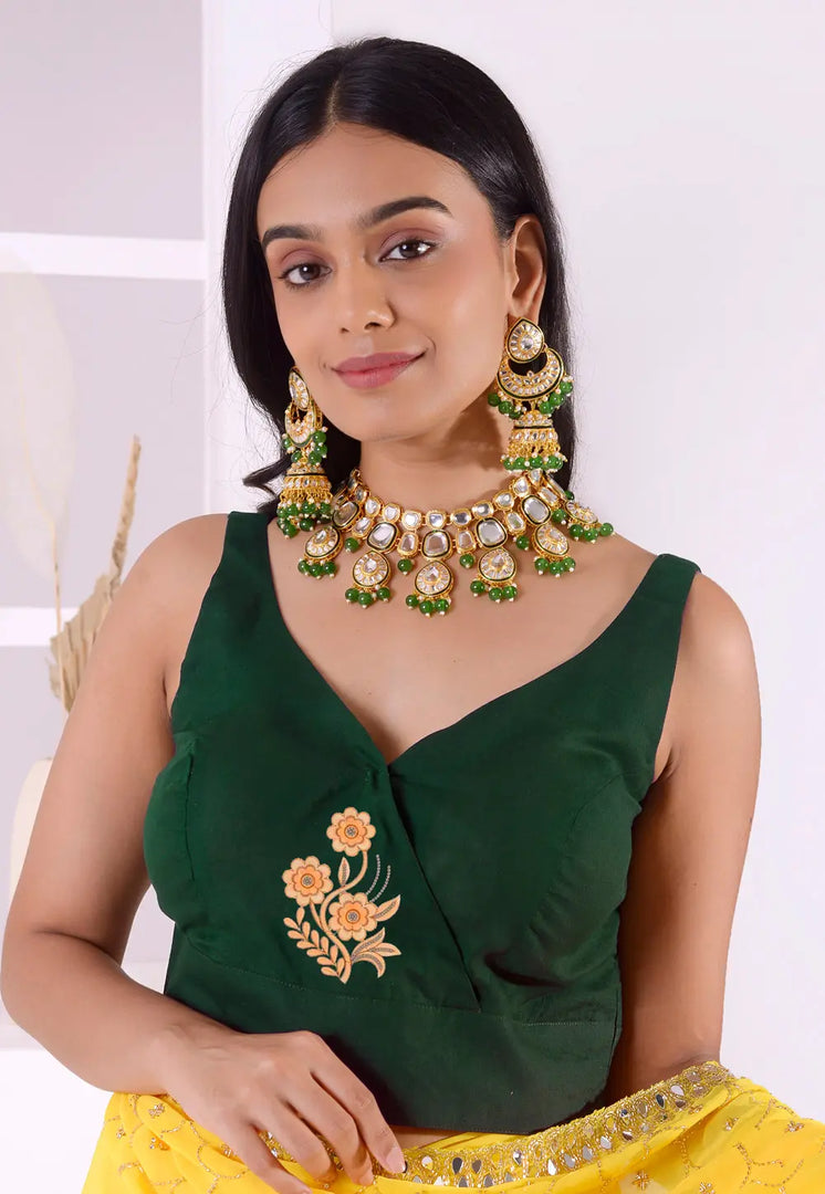 Green Cotton Readymade Blouse