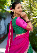 Load image into Gallery viewer, Green Cotton Readymade Lehenga Choli
