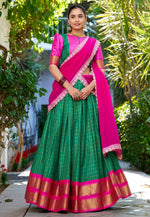 Load image into Gallery viewer, Green Cotton Readymade Lehenga Choli
