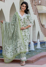 Load image into Gallery viewer, Green Cotton Readymade Pant Style Suit
