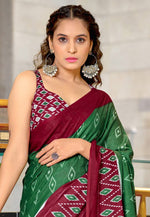 Load image into Gallery viewer, Green Cotton Saree With Blouse

