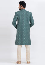 Load image into Gallery viewer, Green Cotton Silk Indo Western Suit
