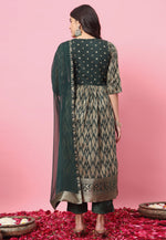 Load image into Gallery viewer, Green Cotton Silk Readymade Pakistani Suit
