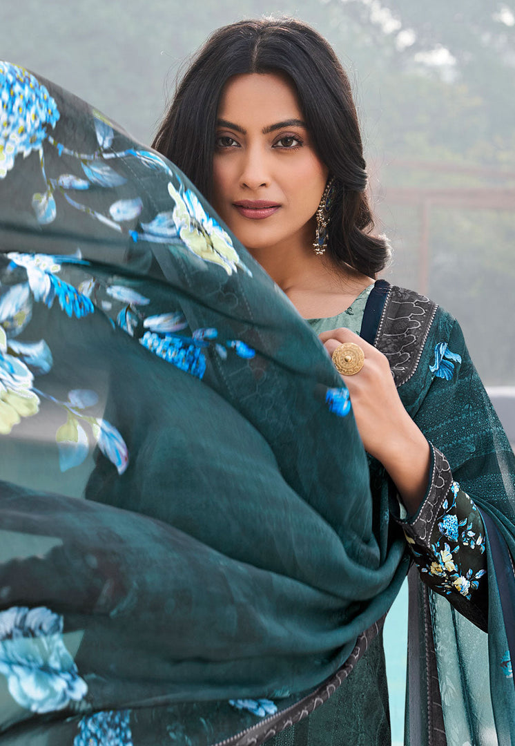 Green Crepe Palazzo Suit