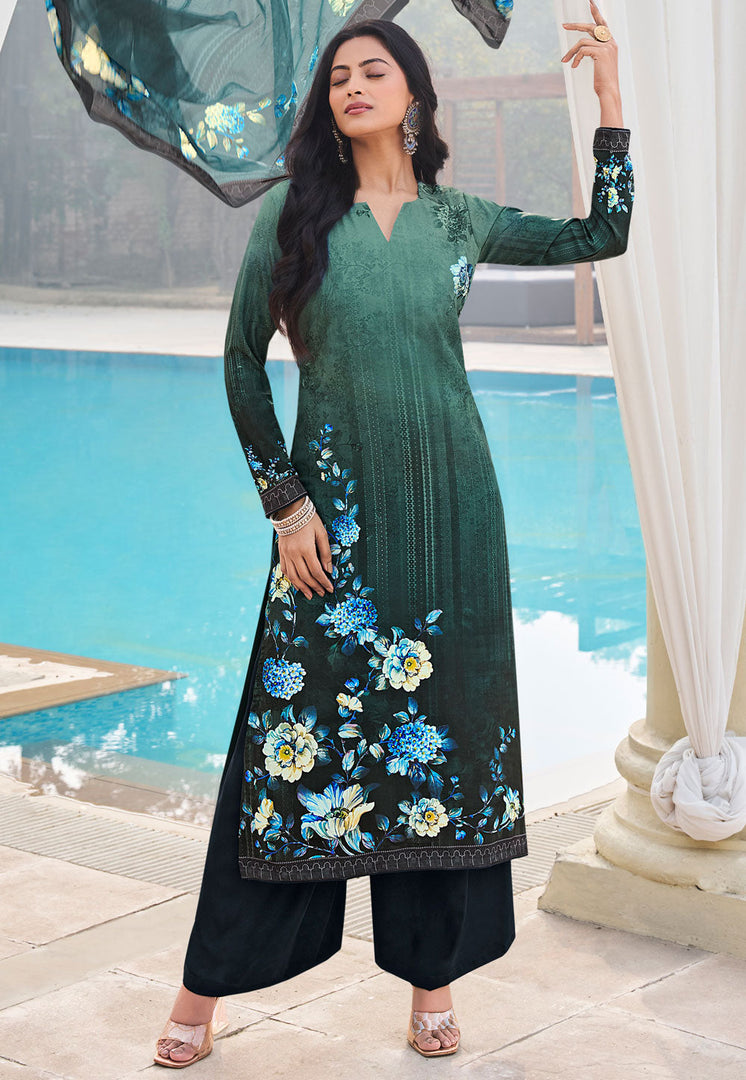 Green Crepe Palazzo Suit