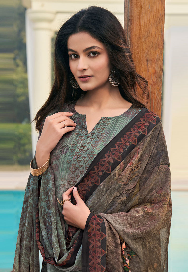 Green Crepe Palazzo Suit