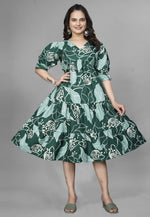 Load image into Gallery viewer, Green Crepe Printed Gown
