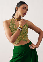 Load image into Gallery viewer, Green Crepe Readymade Lehenga Choli
