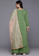 Load image into Gallery viewer, Green Crepe Readymade Palazzo Suit
