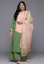 Load image into Gallery viewer, Green Crepe Readymade Palazzo Suit
