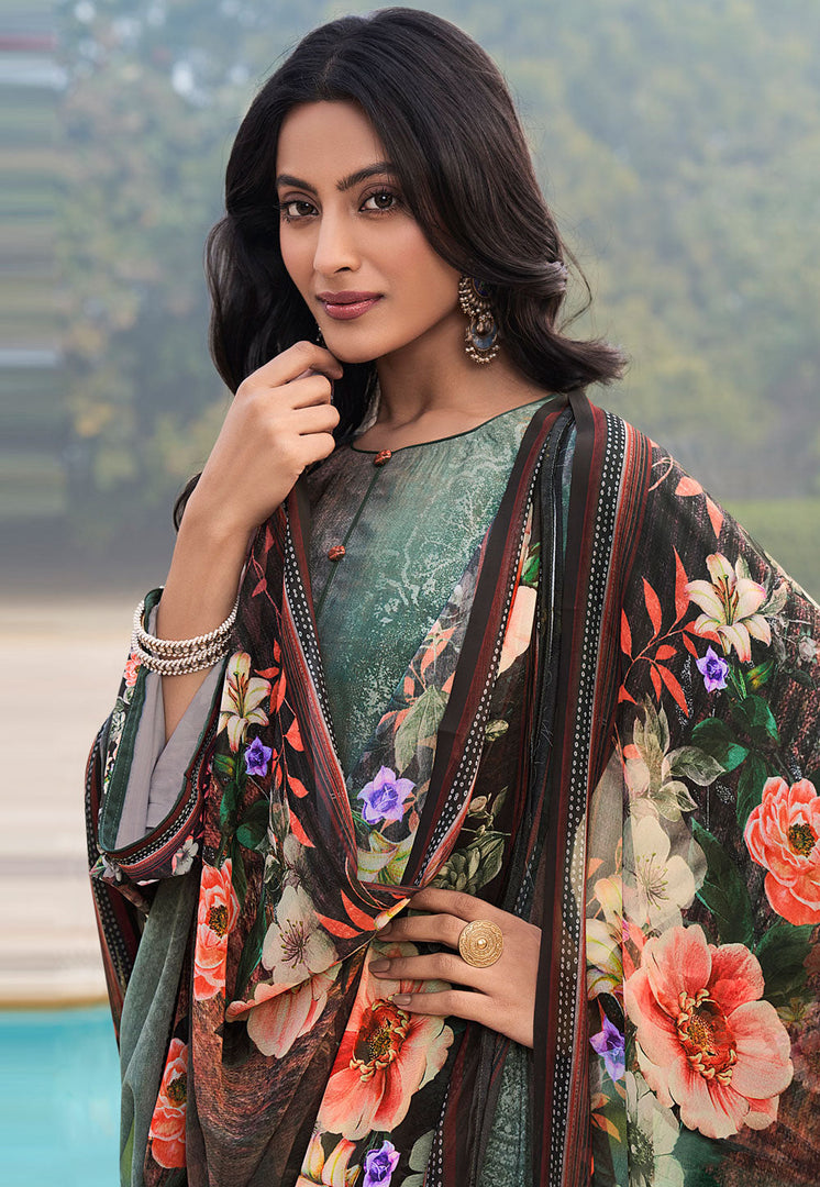Green Crepe Sharara Suit