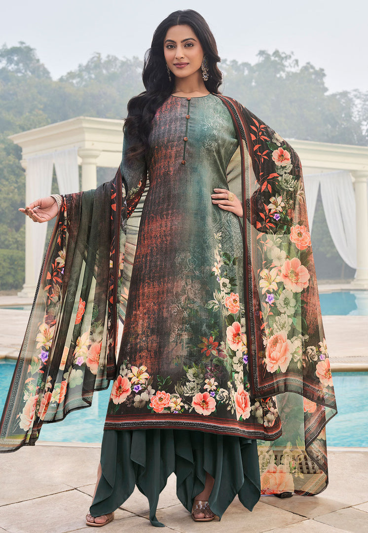 Green Crepe Sharara Suit