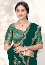 Load image into Gallery viewer, Green Crepe Silk Saree With Blouse
