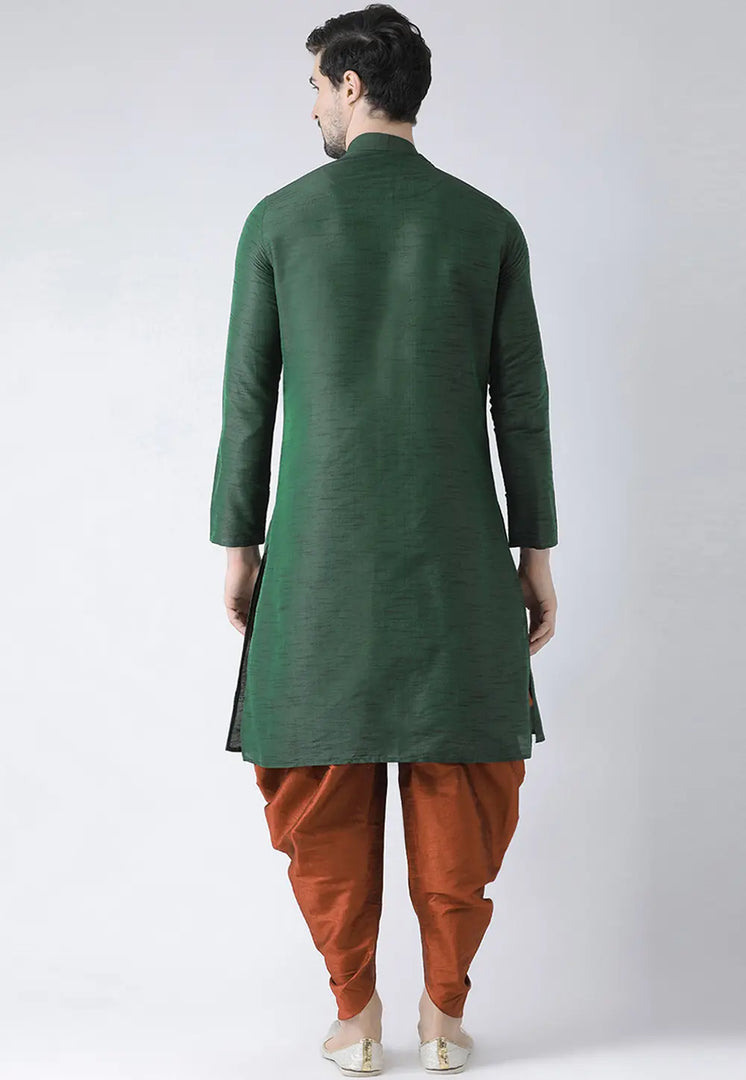 Green Dupion Silk Dhoti Kurta