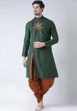 Load image into Gallery viewer, Green Dupion Silk Dhoti Kurta
