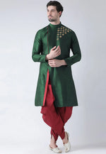 Load image into Gallery viewer, Green Dupion Silk Dhoti Kurta
